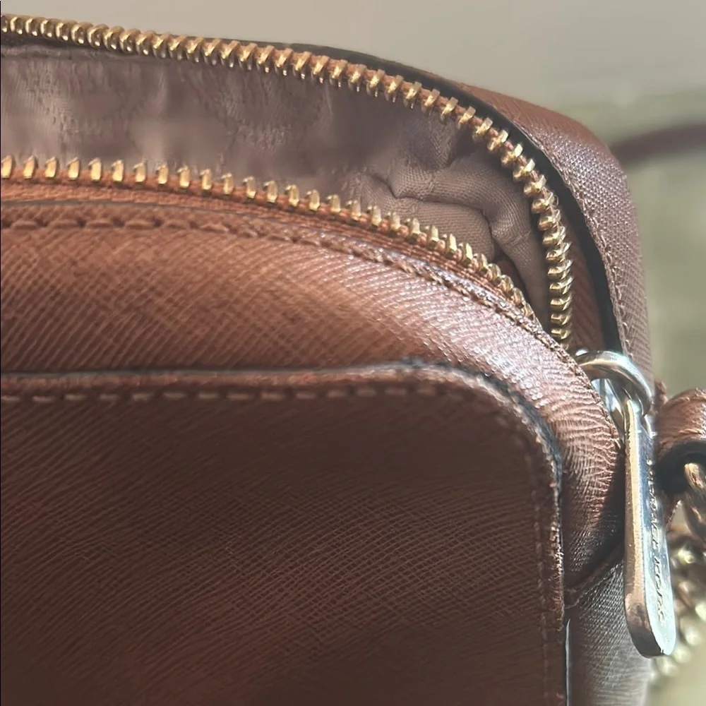 Michael Kors Brown Leather Crossbody Bag with Chain Strap